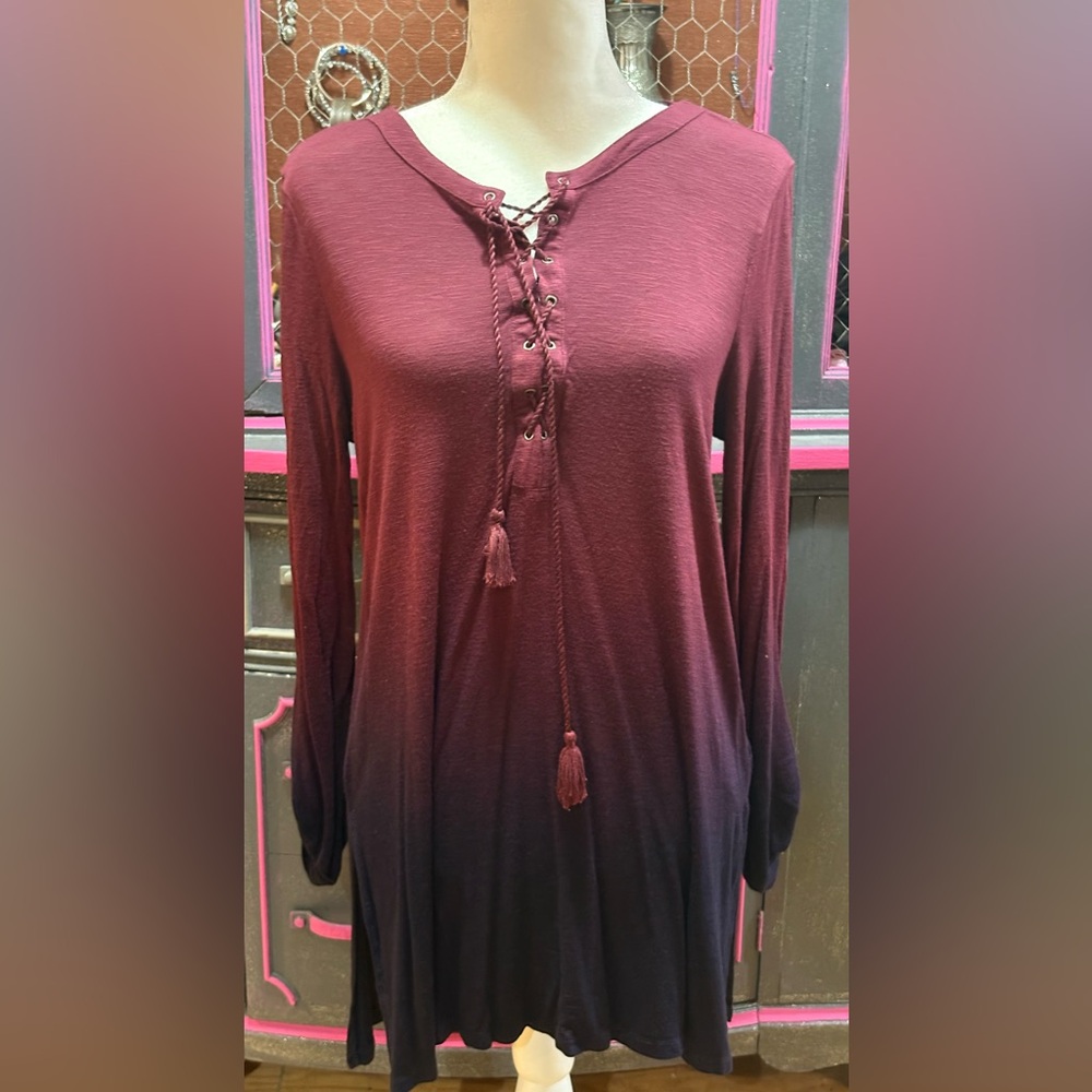 Signature Studio Pink Long Sleeve Tie Front Tunic
